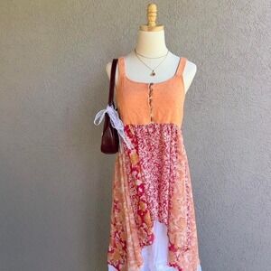 Miss Me Floral High Low Tank Top Blouse Boho Size Large‎ Y2K Western